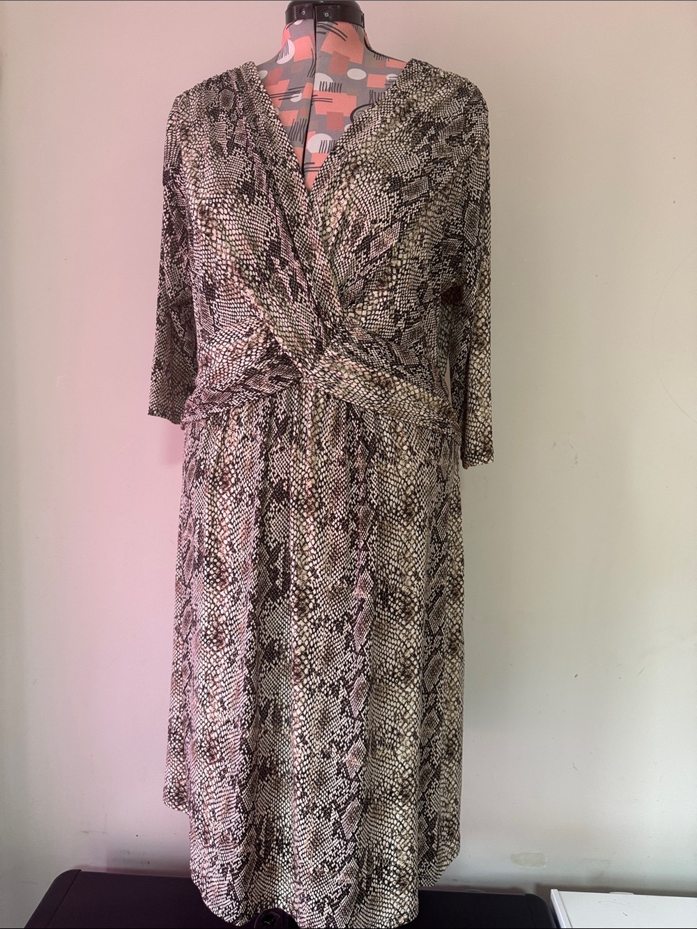 Sears Snake-Print Midi Dress - Black & Cream